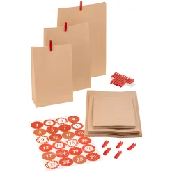 Adventskalender Bastelset 'Natur/Rot', 72-teilig