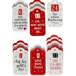 Adventskalender-Anhänger mit Sprüchen, 24 Stück