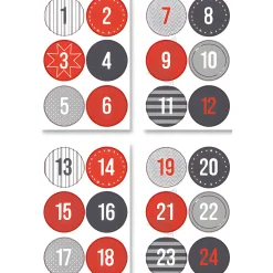 Adventskalender-Zahlen in 3 Farben, 72 Stück