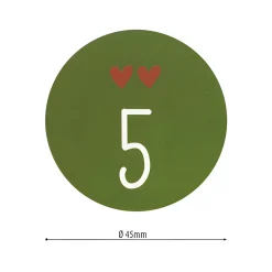 Adventskalender-Zahlen mit Muster, rot/grün, 24 Stück