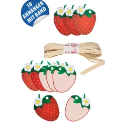 Anhänger Set 'Erdbeere', 11-teilig
