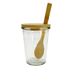 Bambusdeckel Ø 67 mm mit Löffel, 3er Set