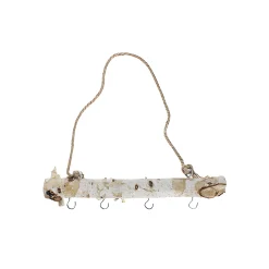 Birkenast 30 cm mit Kordelhenkel und 4 Haken