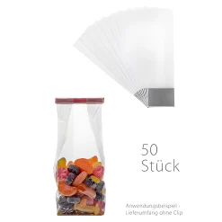 Blockbodenbeutel mit Kartonboden 60+40 x 200 mm, 50 Stück