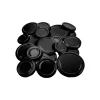 Deckel-Sortiment schwarz past., 21-teilig