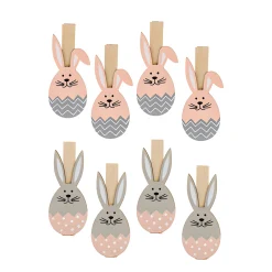 Deko-Holzklammer 'Ostereier-Hasen', 7 cm, 8 Stück