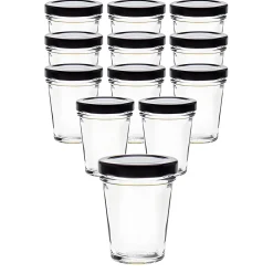 12er Set Becherglas 65 ml TO 58 mit Deckel schwarz
