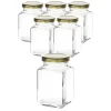 6er Set Quadratglas 260 ml mit Deckel gold