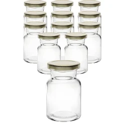 12er Set Rundglas 150 ml mit Deckel gold