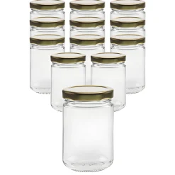 12er Set Rundglas 159 ml mit Deckel gold