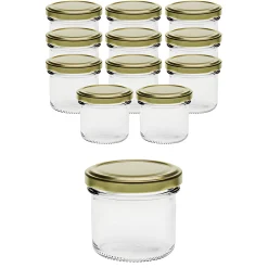 12er Set Sturzglas 125 ml mit Deckel gold