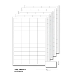 Etiketten 48,5 x 25,4 mm weiß -  5 Blatt A4