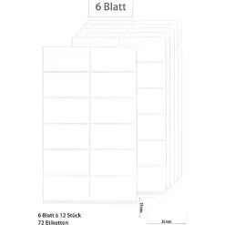 Etiketten 36 x 19 mm, weiß, 72 Stück