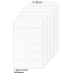 Etiketten 'Weiß 73x19 mm', 36 Stück