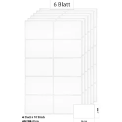 Etiketten 'Weiß 36x23 mm', 60 Stück