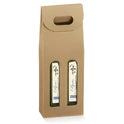 Flaschenkarton 2er 130 x 65 x 335 mm natur