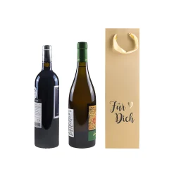Flaschentasche 'Für Dich' natur, 10 x 8 x 35 cm