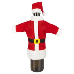Flaschenverkleidung 'Weihnachtsmann-Mantel mit Mütze'