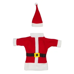 Flaschenverkleidung 'Weihnachtsmann-Mantel mit Mütze'