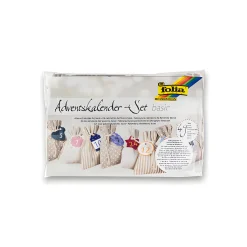 Folia Adventskalender-Beutel beige/weiß, 49-teilig
