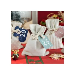 Folia Adventskalender-Beutel beige/weiß, 49-teilig