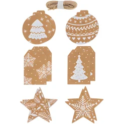 Folia Anhängeetikett natur/weiß, 12 Stück