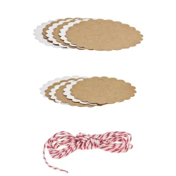 Folia Anhängeetikett rund natur/weiß, 12 Stück