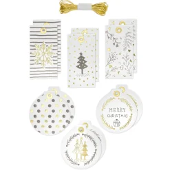 Folia Anhängeetikett weiß/gold, 12 Stück