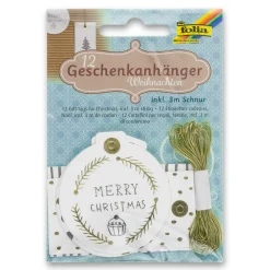 Folia Anhängeetikett weiß/gold, 12 Stück