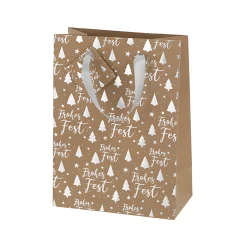 Geschenktüte 'Frohes Fest' silber, mittel