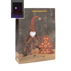 Geschenktüte 'Weihnachtswichtel' mit LED, mittel