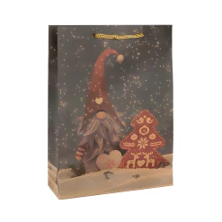 Geschenktüte 'Weihnachtswichtel' mit LED, mittel