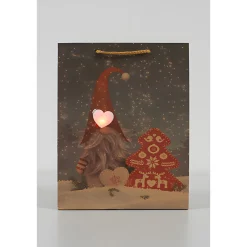 Geschenktüte 'Weihnachtswichtel' mit LED, mittel