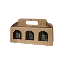 Gläserkarton 3er 250 x 80 x 95 mm natur