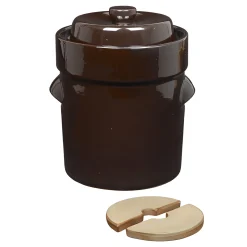 Gärtopf  5 Liter braun mit Beschwerungssteinen