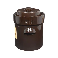 Gärtopf  5 Liter braun mit Beschwerungssteinen