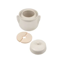 Gärtopf  1 Liter creme-weiß mit Beschwerungssteinen