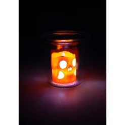 LED-Kerze 'Totenkopf' 6 x 6 cm, mit Farbwechsel, orange