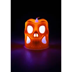 LED-Kerze 'Totenkopf' 6 x 6 cm, mit Farbwechsel, orange