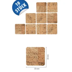 Naturkork-Etikett 30 x 30 mm, 10 Stück