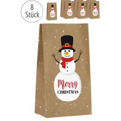 Papiertüte 'Schneemann', mittel, 8 Stück