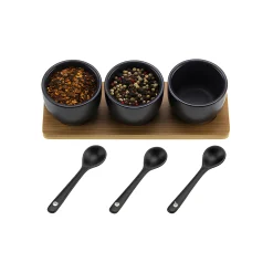 Schälchenset Keramik schwarz, 7-teilig