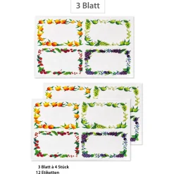 Schmucketiketten 'Obst-Rahmen', 12 Stück