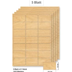 Steffis Etiketten 63,5 x 38,1 mm Holzdekor - 5 Blatt A4