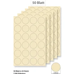 Steffis Etiketten rund 40 mm creme - 50 Blatt A4