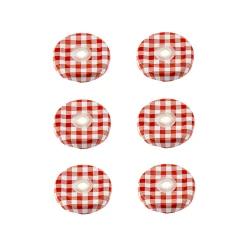 TO 43 Trinkhalmdeckel rot kariert, Loch Ø 8 mm, 6 Stück