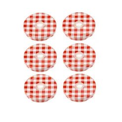 TO 53 Trinkhalmdeckel rot kariert, Loch Ø 8 mm, 6 Stück