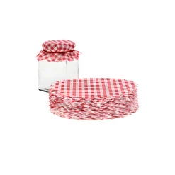 Vliesdeckchen Ø 150 mm rot kariert, 100 Stück