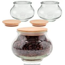 WECK-Schmuckglas  560 ml mit Holzdeckel, 3er Set