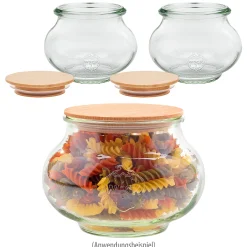 WECK-Schmuckglas 1062 ml mit Holzdeckel, 3er Set